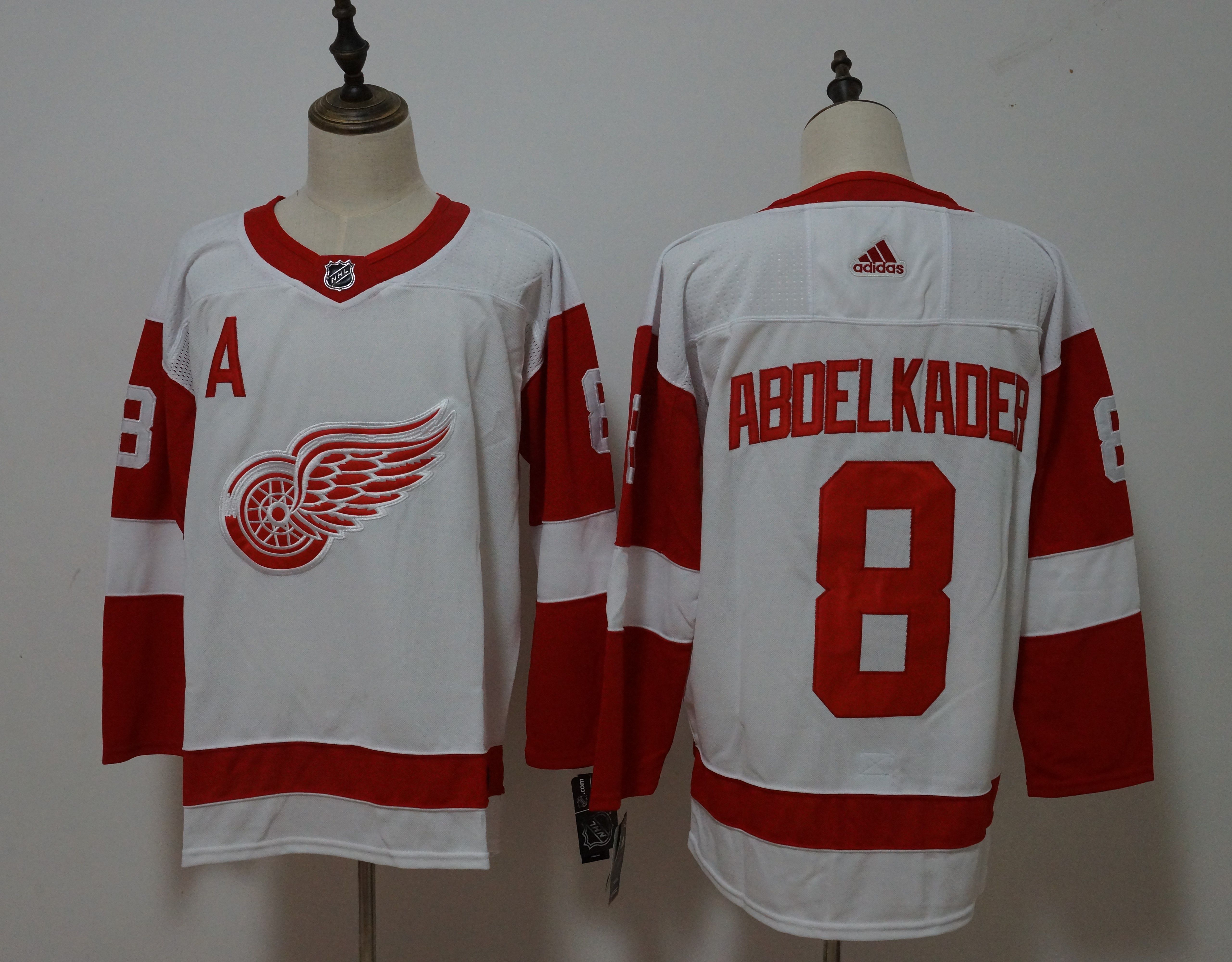 Men Detroit Red Wings #8 Abdelkader White Hockey Stitched Adidas NHL Jerseys->new york islanders->NHL Jersey